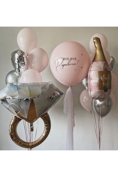 Çemrek Süs Parti Pink Silver Bride Foil Balloon Set 20 Pieces