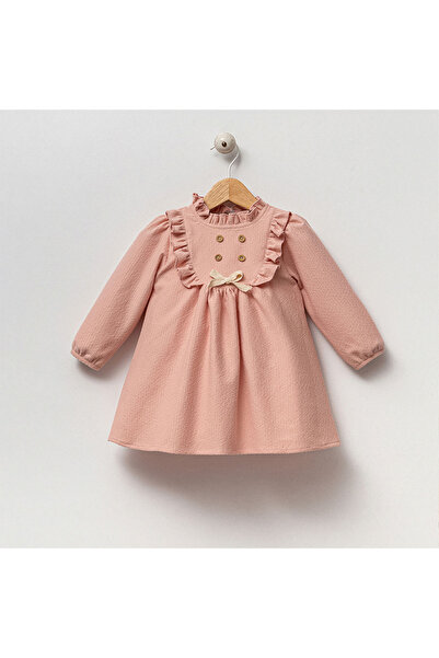 Ma Moi Baby Annabel Somon Düğme Detaylı Kız Bebek Elbise