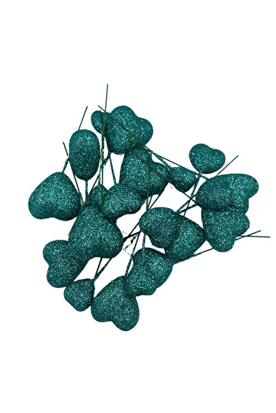 PASTRY PLANET Cake Top Ball Ornament Glitter Turquoise Heart (20 Pieces)