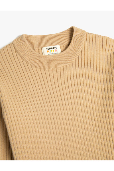 Koton Основен трикотажен пуловер с кръгло деколте и дълъг ръкав