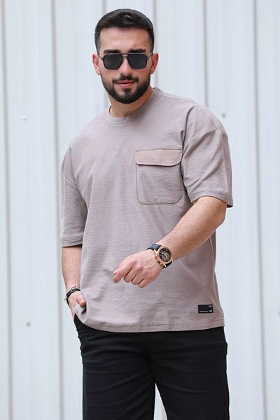MİSHAR İTALİA Ανδρικό T-Shirt Mink Single Pocket Lycra