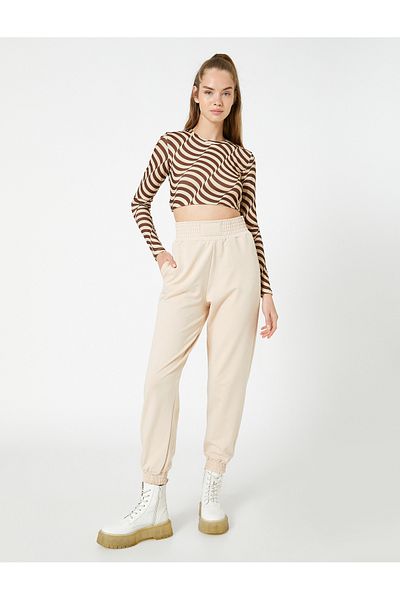 Koton Jogger Sweatpants High Waist Pocket Detailed