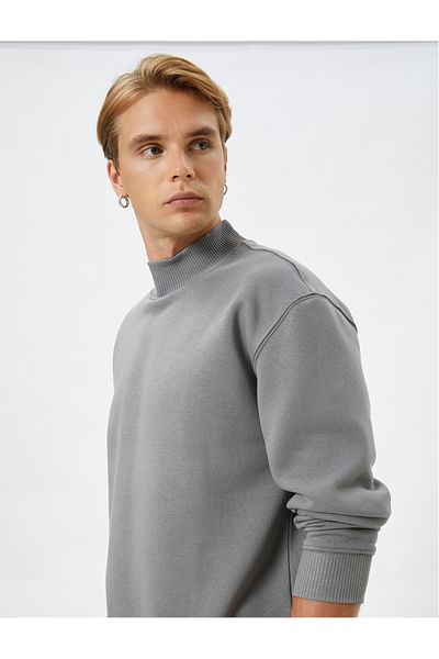 Koton High Collar Sweater Basic Long Sleeve Ribbed