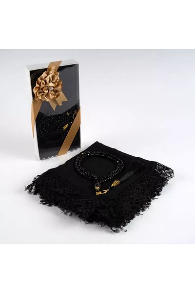 Hayrat Neşriyat Pânză de rugăciune (șal) + Set cadou Tasbih (negru)
