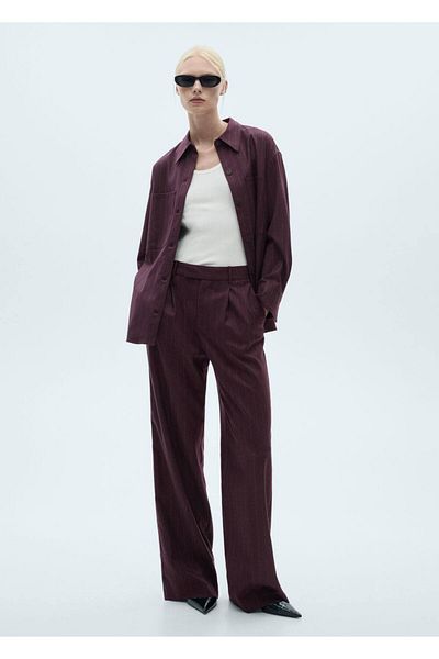 MANGO Woman Pantaloni plisați cu dungi