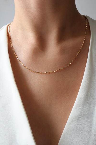 DİAMİNE PIRLANTA 14 Ayar Altın İtalyan Aynalı Zincir Kolye (45 cm )