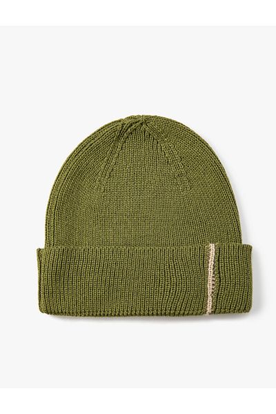 Koton Basic Knitted Beret with Fold Detail and Stripe Pattern