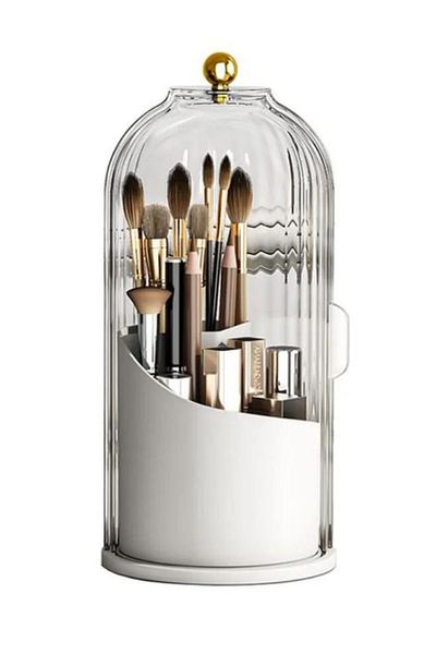 Piev House By House Διαφανές καλυμμένο 360 Περιστρεφόμενο Stand Brush Organizer καλλυντικών μακιγιάζ