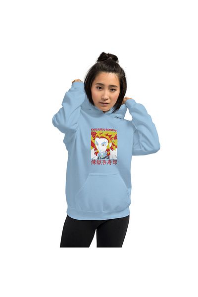 Moda Glo Hanorac unisex cu glugă cu imprimeu Kyoujorou Rengoku