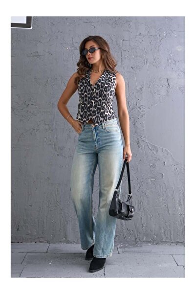 HARMONY GLOBAL Жіночий сірий преміум-якості жилет з підкладкою та леопардовим принтом 60347-2