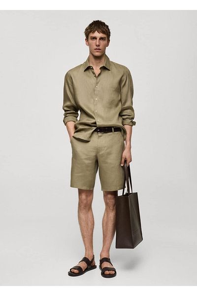 MANGO Man Hemd mit normaler Passform, 100 % Leinen