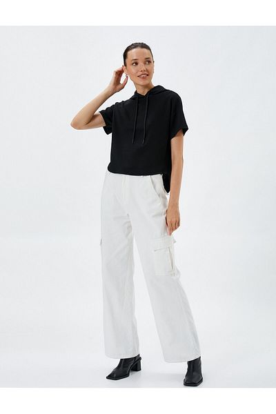 Koton Oversize Sweatshirt Hooded Short Sleeve