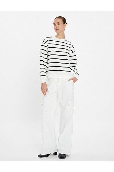 Koton Sweatshirt mit Rundhalsausschnitt und langen Ärmeln aus Basic-Baumwolle