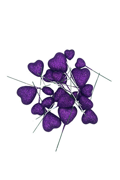 PASTRY PLANET Cake Top Ball Ornament Glitter Purple Heart (20 Pieces)