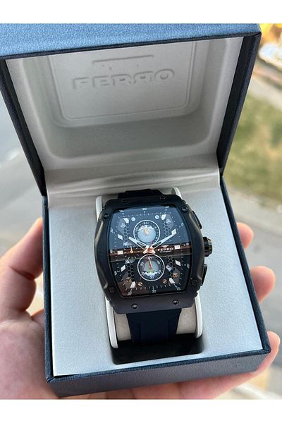FERRO Silicone Cord Inner Functions Active 30 Mt Water Resistant Men's Wristwatch Efm.31346-H