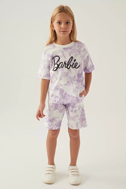 Barbie Written Lilac Girl's Bermuda Set