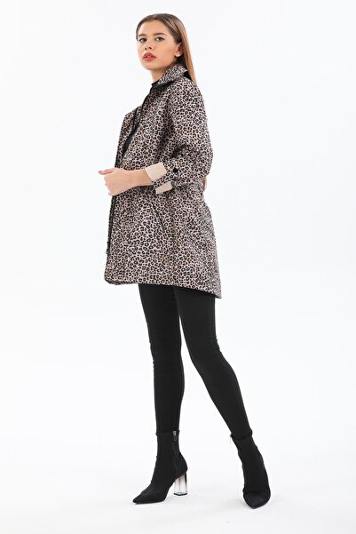 Mossta Γυναικεία μπεζ καμπαρντίνα με ελαστική μέση