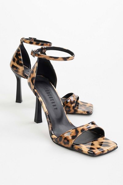 Shoeberry Pantofi cu toc din piele lăcuită Vinetta Leopard de damă