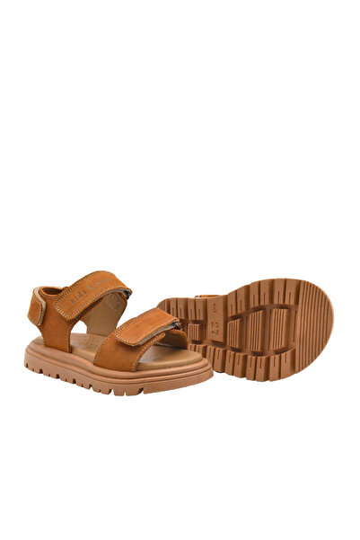 kids A more Santos Çift Cırtlı Hakiki Deri Unisex Çocuk Sandalet Tarçın Rengi