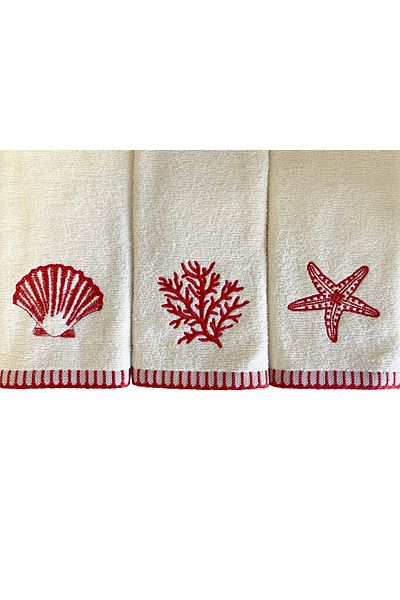 Lucy and Home Redline, Shepherd's Stitched Embroidered Hand, Face Towel 30X50Cm