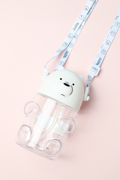 Miniso We Bare Bears Lisanslı Figür Plastik Suluk (600ml) - Kutup Ayısı