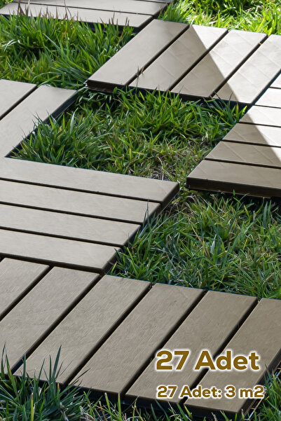 Porsima 1177 27li Bahçe Balkon Teras Zemin Paspası Banyo Paspası Dış Mekan Yer Karosu Latte-3m