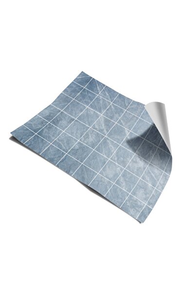 Bigaimaj Mutfak Tezgah Arası Kendinden Yapışkanlı Folyo Kaplama Mavi Mermer Fayans Taş Desen 60cmx100cm