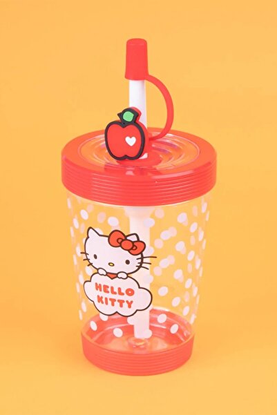 Miniso Hello Kitty Lisanslı Elma Koleksiyonu Pipetli Plastik Şişe
