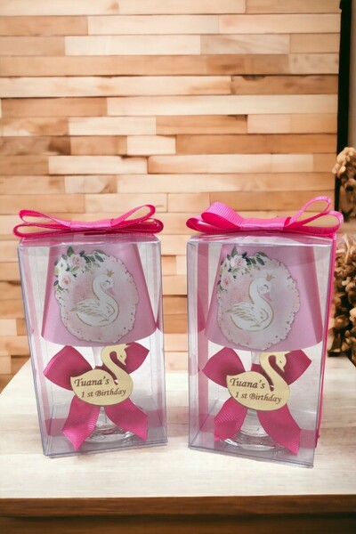 Tiem Concept Pink Colored Swan Printed Baby Lampshade Candle Holder (10 Pieces)