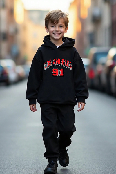 uyguntarz Los Angles bedrucktes, bequemes Kinder-Trainingsanzug-Set