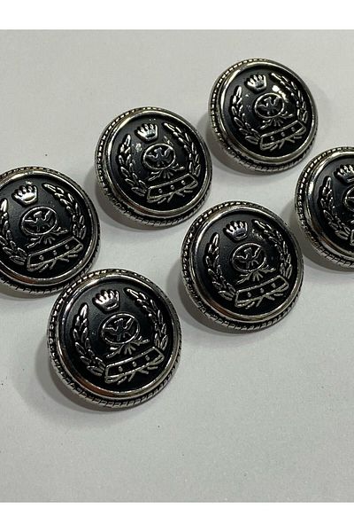 karantuhafiye Trench Coat Button Wreath Arma Model/Silver Inside Matte Black / Set of 6 / 2.3 cm