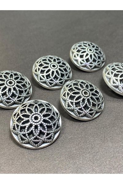 karantuhafiye Trench Coat Jacket Button / Metal Button / Antique Silver / 2.5 Cm / Set of 6/mde