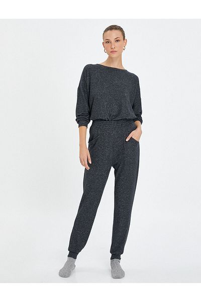 Koton Jogger-Pyjamahose mit elastischem Bund und Viskosemischung an den Beinen