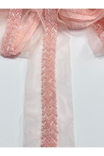 karantuhafiye Beaded ribbon / beaded ribbon / 1 meter / light pink