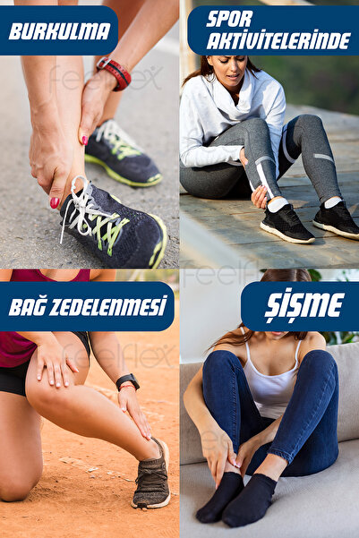 Feelflex Ayak Bilekliği Fitness Basketbol Voleybol Futbol Sporcu Darbe Ve Ağrı Önleme Sekiz Bandajı