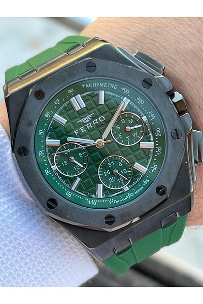 FERRO Silicone Cord Inner Functions Active 30 Mt Water Resistant Men's Wristwatch Efm43001-Zj