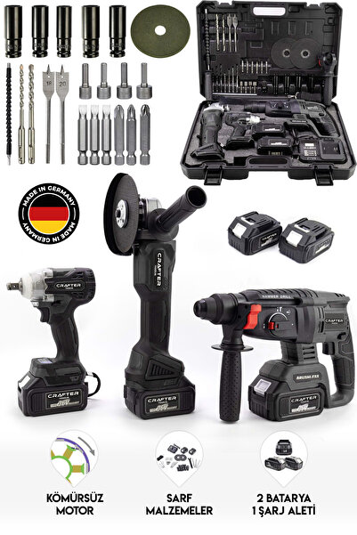 CRAFTERTOOLS Germany 3 Lü Set 450Nm Torklu Vidalama Somun Sıkma/ 2-26 Şarjlı ...