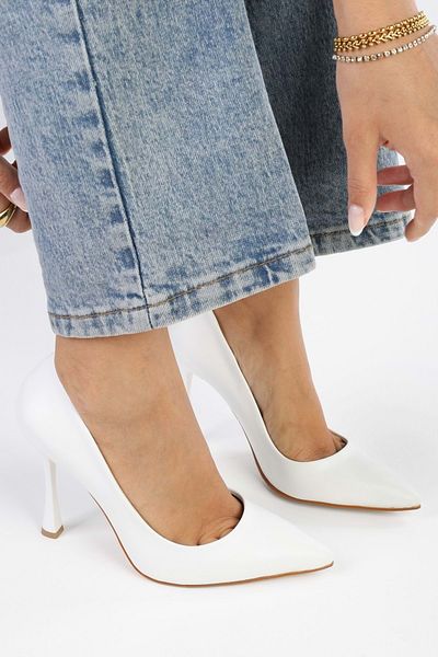 Shoeberry Women's Mags White Skin Stiletto