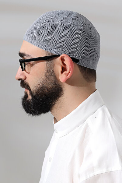 ihvan online Сіра сапфірова мереживна в'язана молитовна шапочка