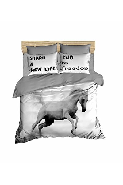 Fabeteks White Horse 3D Digital Double Bedding Set