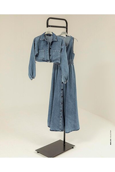 Meri Store Ceket Jile Mavi Denim Takım