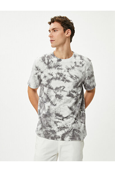 Koton Bisiklet Yaka Tişört Batik Görünümlü Kısa Kollu Pamuklu