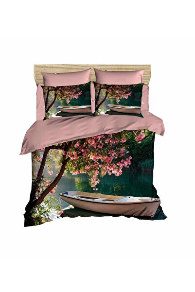 Fabeteks Boat on the River 3D Digital Double Duvet Cover Set