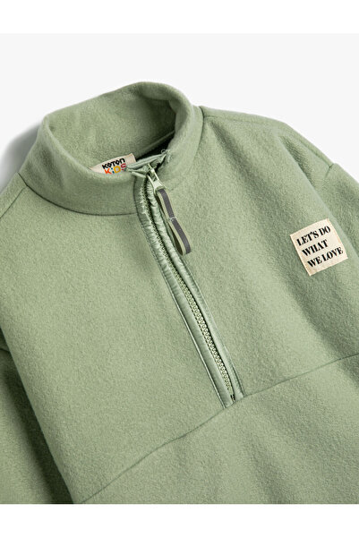 Koton Mikina High Collar Half Zipper Applique Detailed Pocket