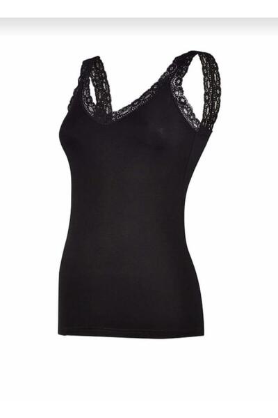 YILDIZ 2261 Толстая модальная майка с V-образным вырезом и кружевом, 12 штук