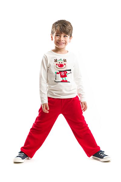 Denokids Hirsch-Neujahrsanzug für Jungen aus rotem Samt