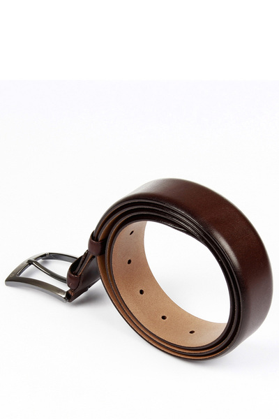 GÖNDERİ(R) Brauner Herrengürtel aus antikem Echtleder, 3,5 cm, klassisch