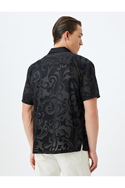 Koton Poloprůhledná košile s krátkým rukávem ze směsi viskózy