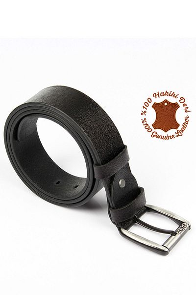GÖNDERİ(R) Men's Black Genuine Leather 4.5 cm Jeans Belt