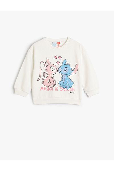 Koton Stitch Sweat Licencovaná bavlna s dlhým rukávom a výstrihom